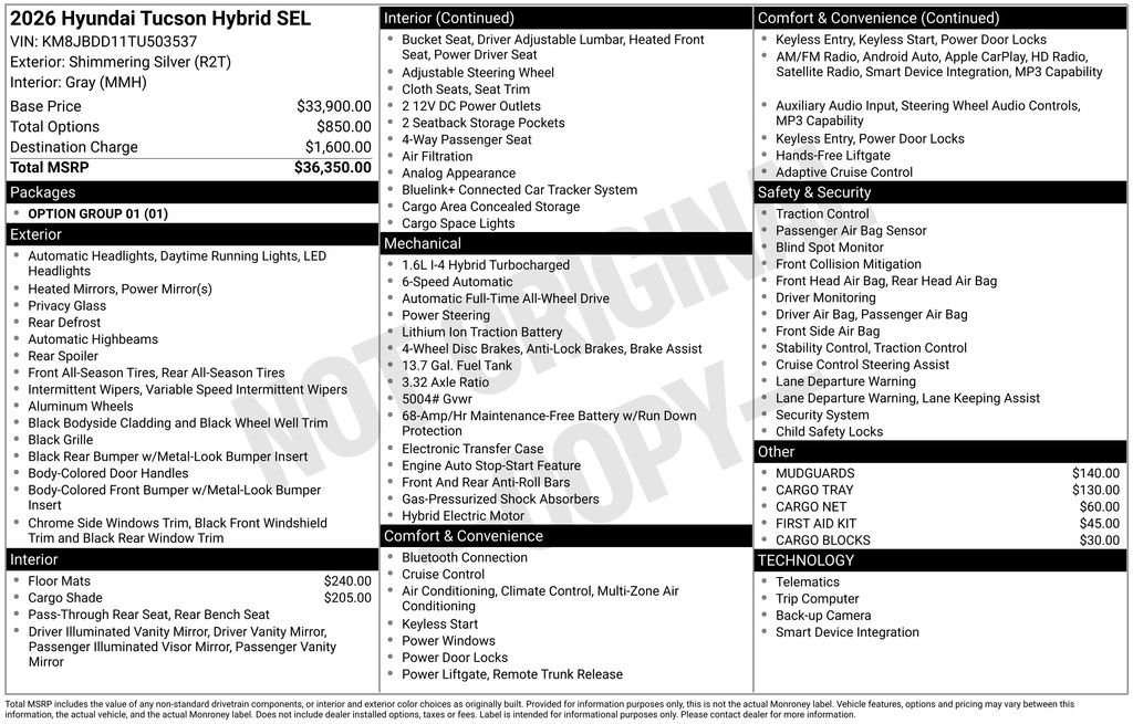 New 2026 Silver Hyundai SEL image 3