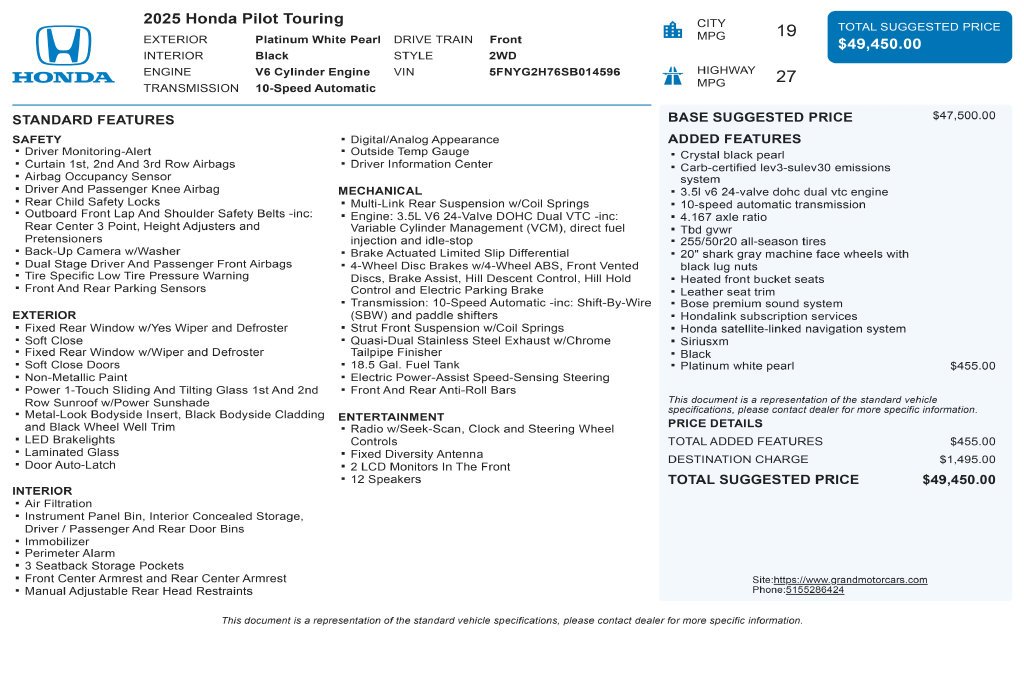 Used 2025 White Honda Touring image 48