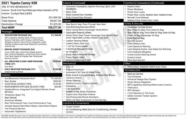Used 2021  Toyota XSE image 1