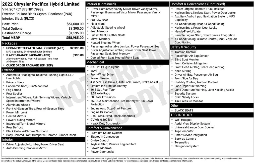 Certified Used 2022 Brilliant Black Crystal Pearlcoat Chrysler Limited image 12