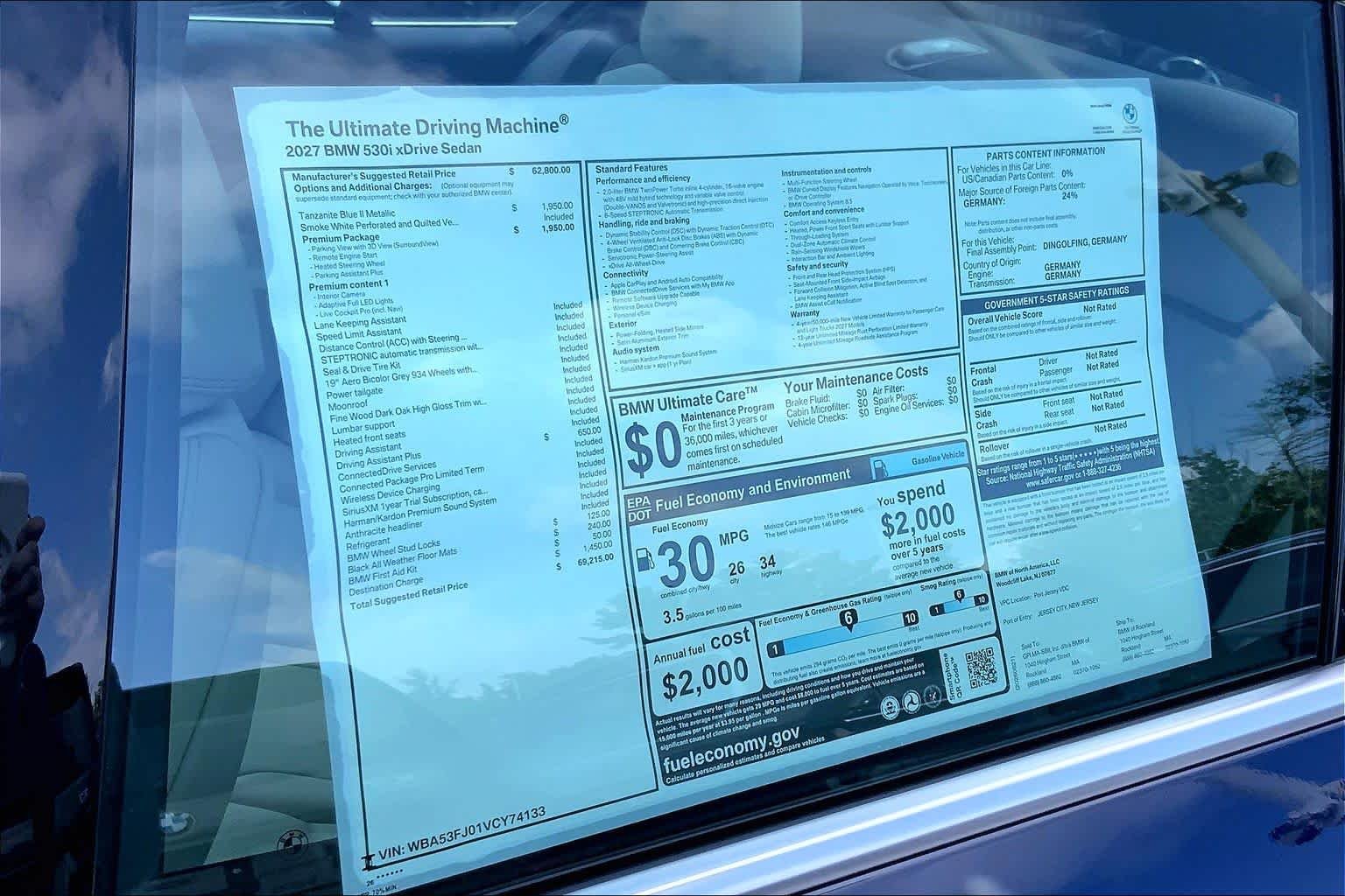 New 2027 Tanzanite Blue II Metallic BMW 530i xDrive image 19