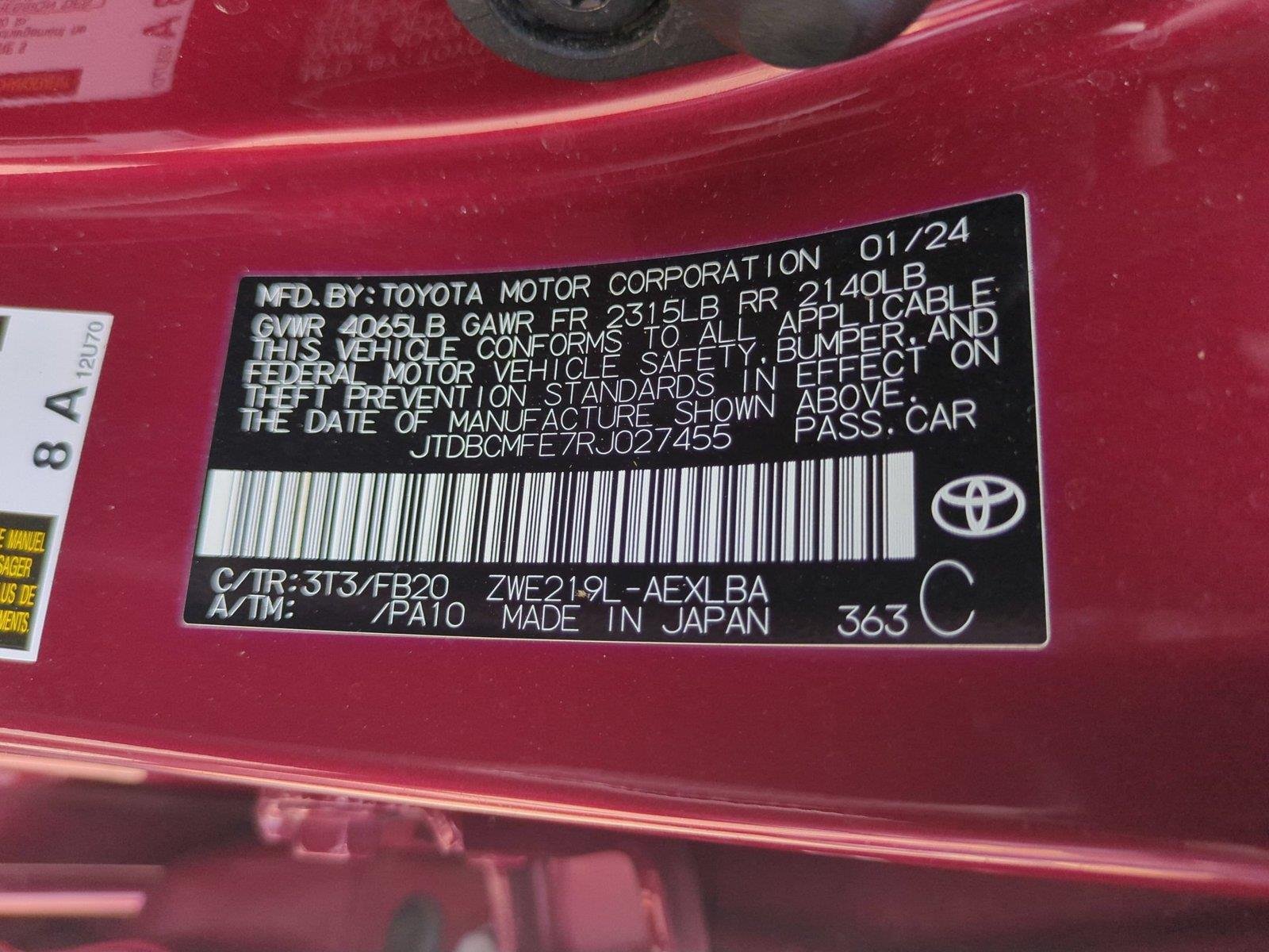 Used 2024 Ruby Flare Pearl Toyota Hybrid LE image 40