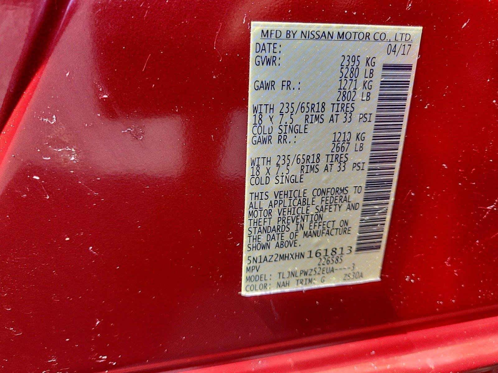 Certified Used 2017 Cayenne Red Metallic Nissan S image 31