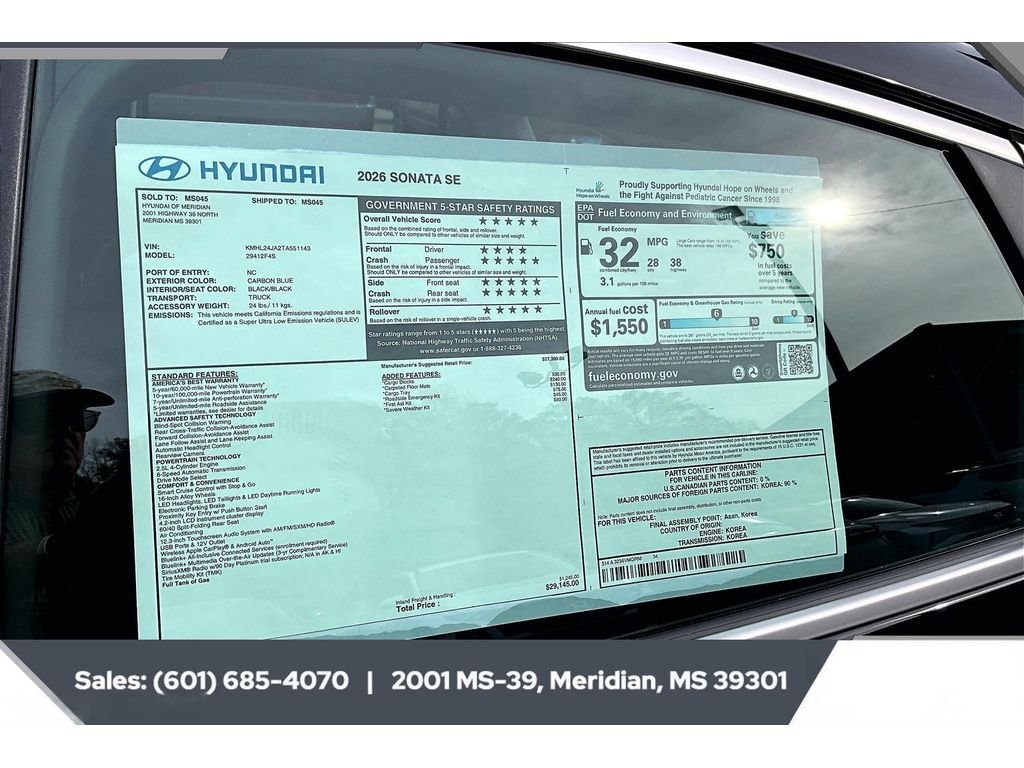 Certified Used 2026 CARBON BLUE Hyundai SE image 12