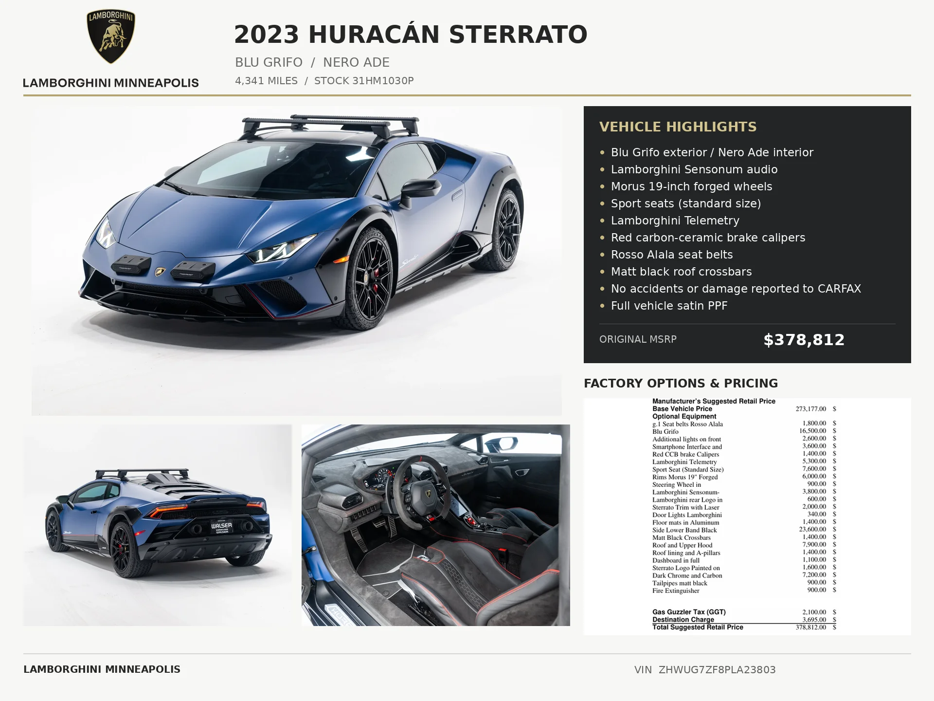Used 2023 Blu Grifo Matte Lamborghini  image 2