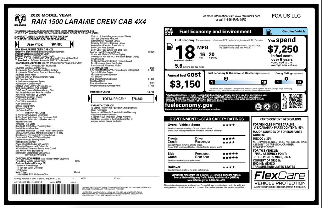 New 2026 Forged Blue Metallic Exterior Paint RAM Laramie image 2