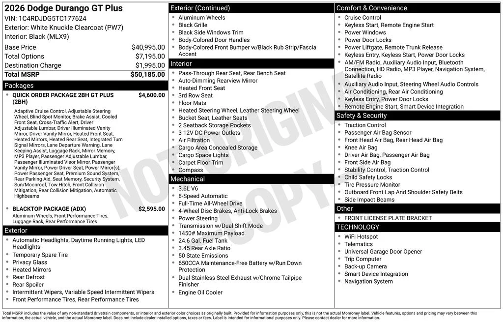 New 2026 White Knuckle Clear-Coat Exterior Paint Dodge GT Plus image 6