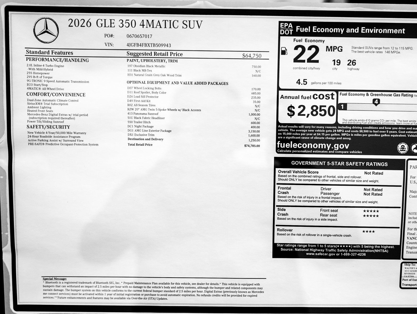 New 2026 Obsidian Black Metallic Mercedes-Benz GLE 350 image 26