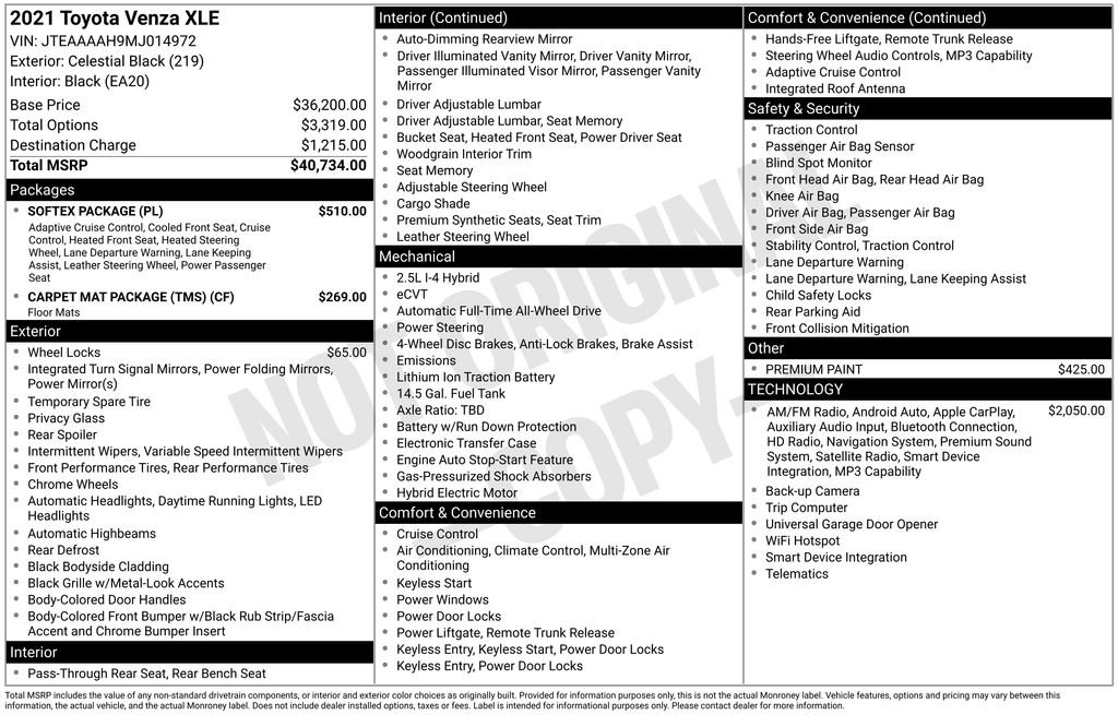 Used 2021 Black Toyota XLE image 6