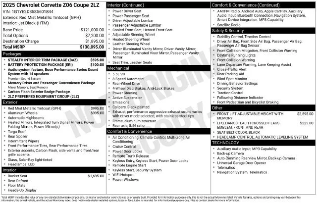 Used 2025 Red Mist Metallic Tintcoat Chevrolet 2LZ image 34