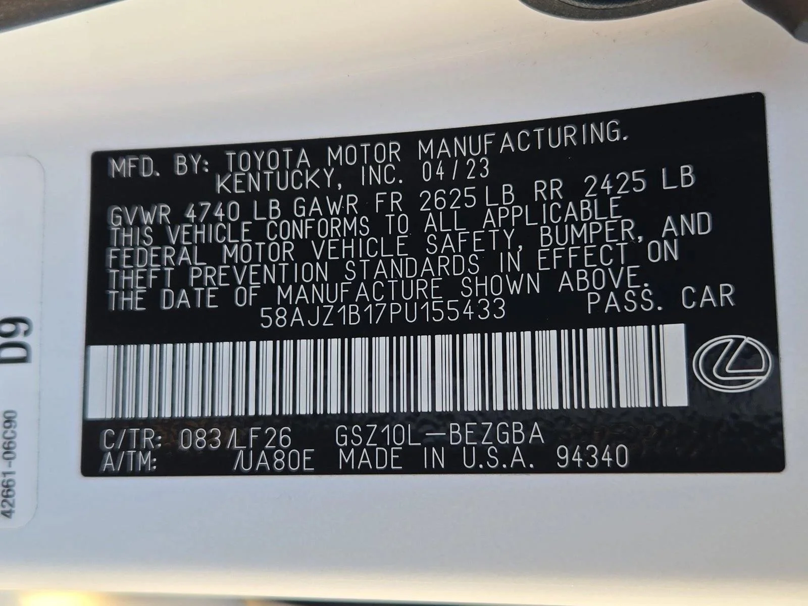 Certified Used 2023 Ultra White Lexus ES 350 F SPORT Handling image 15