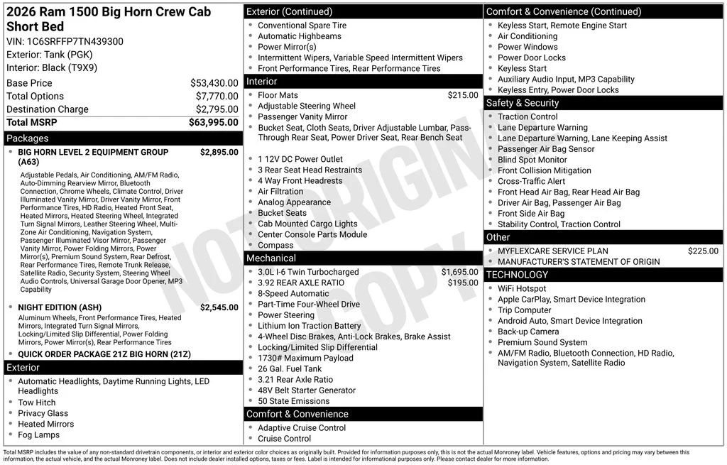 New 2026 Tank Exterior Paint RAM Big Horn/Lone Star image 9