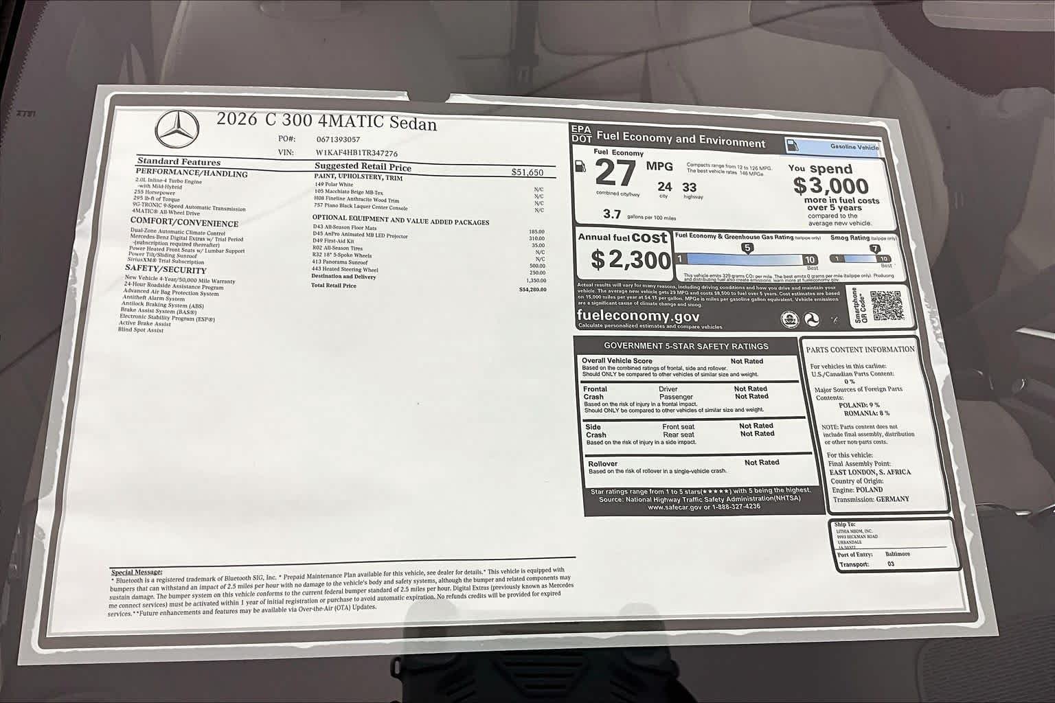 New 2026 Polar White Mercedes-Benz C 300 image 26