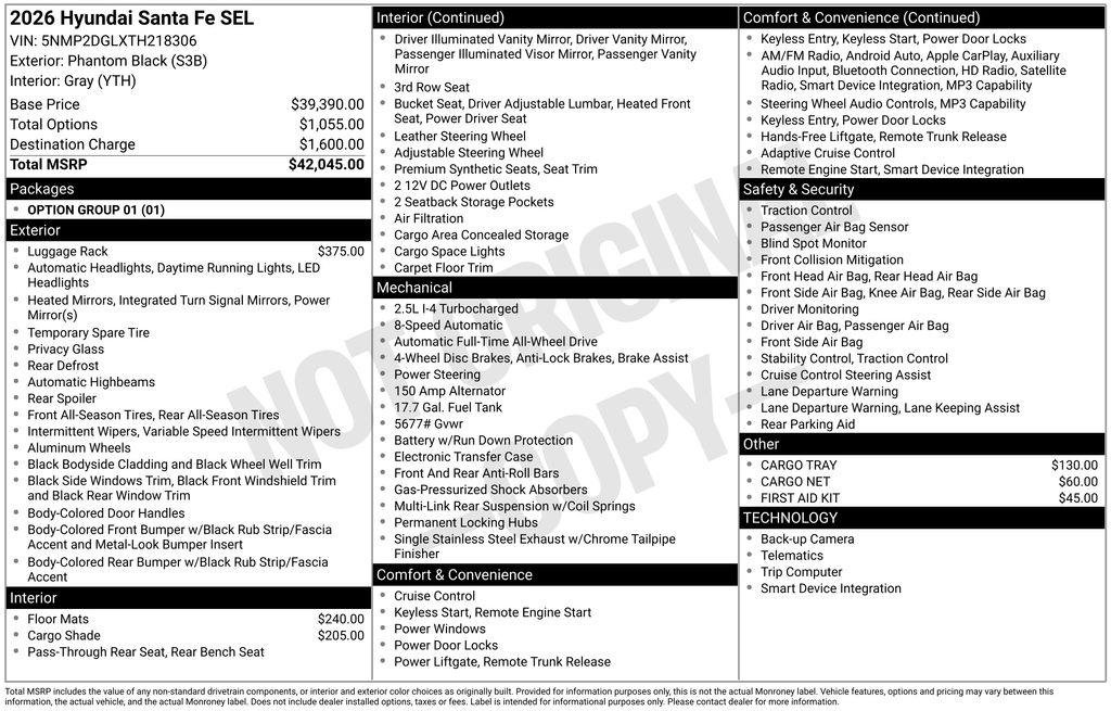 New 2026 Phantom Black Hyundai SEL AWD image 41