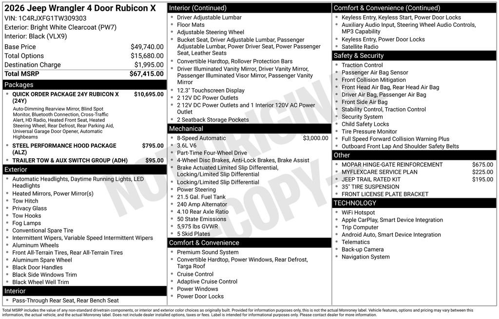 New 2026 Bright White Clear-Coat Exterior Paint Jeep  image 42
