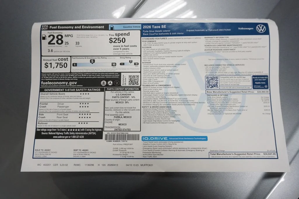New 2026 Silver Volkswagen 1.5T SE image 30