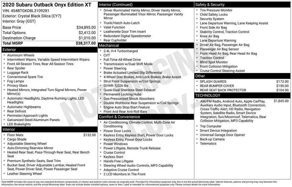 Used 2020 Black Subaru Onyx Edition XT image 9