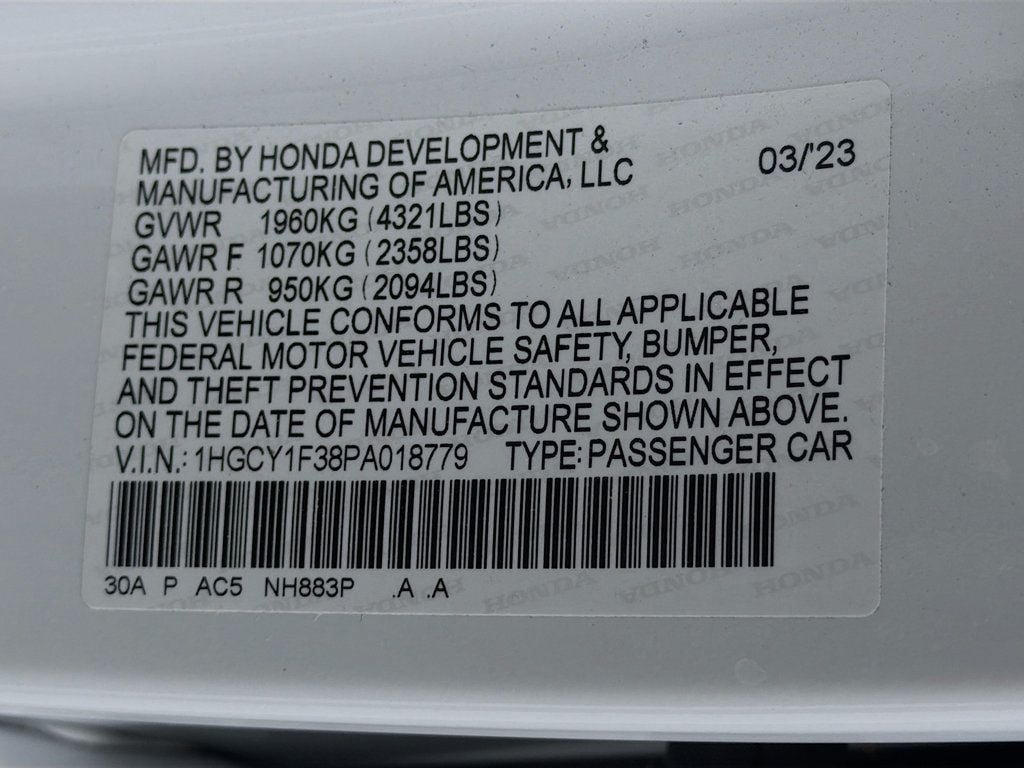 Used 2023 Platinum White Pearl Honda EX CVT w/o BSI image 34