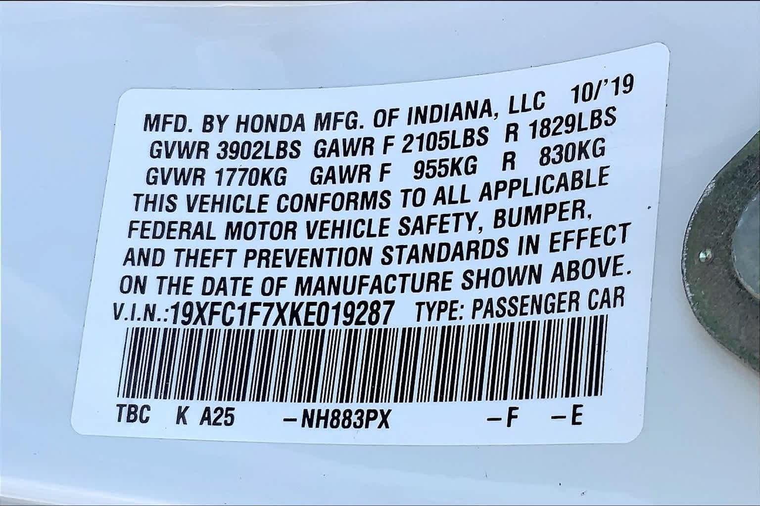 Used 2019 Platinum White Pearl Honda EX-L image 36