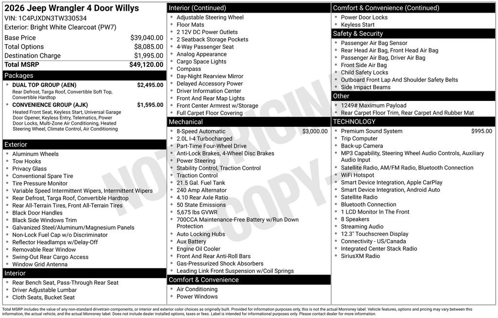 New 2026 Bright White Clearcoat Jeep Willys image 5