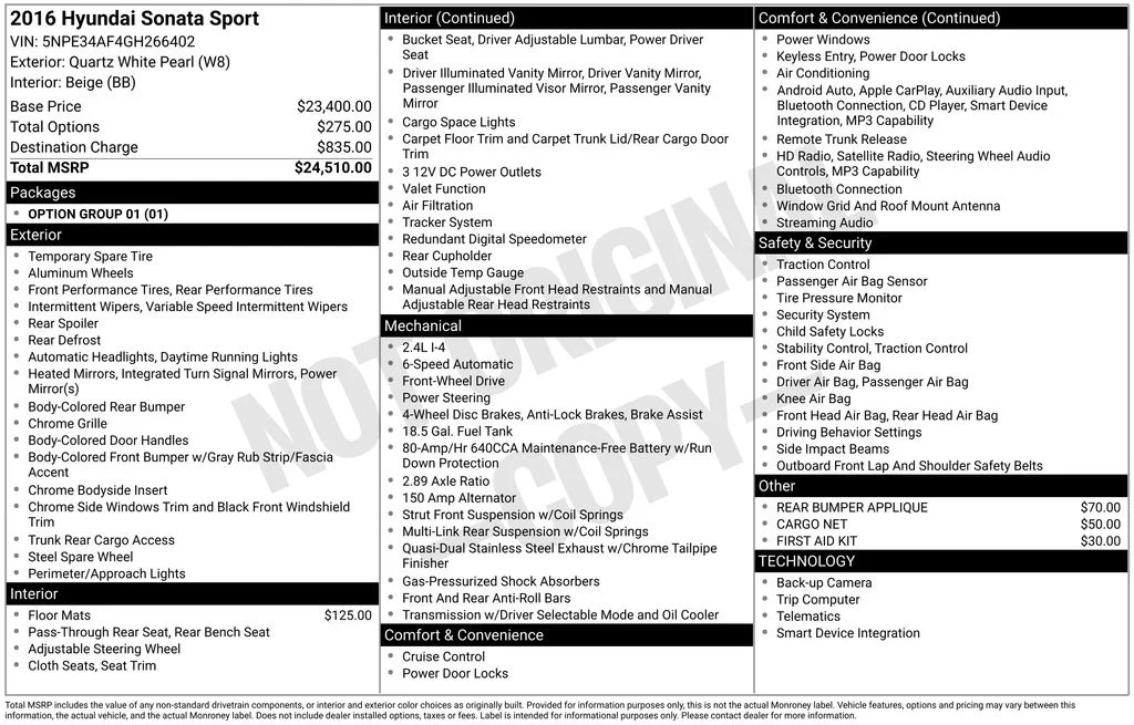 Used 2016 White Hyundai Sport image 6