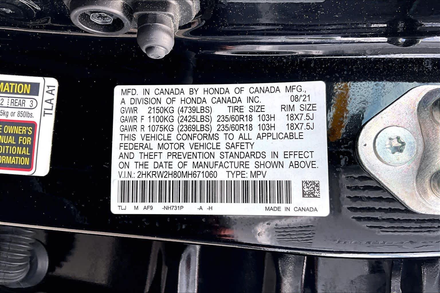 Used 2021 Crystal Black Pearl Honda EX-L image 33