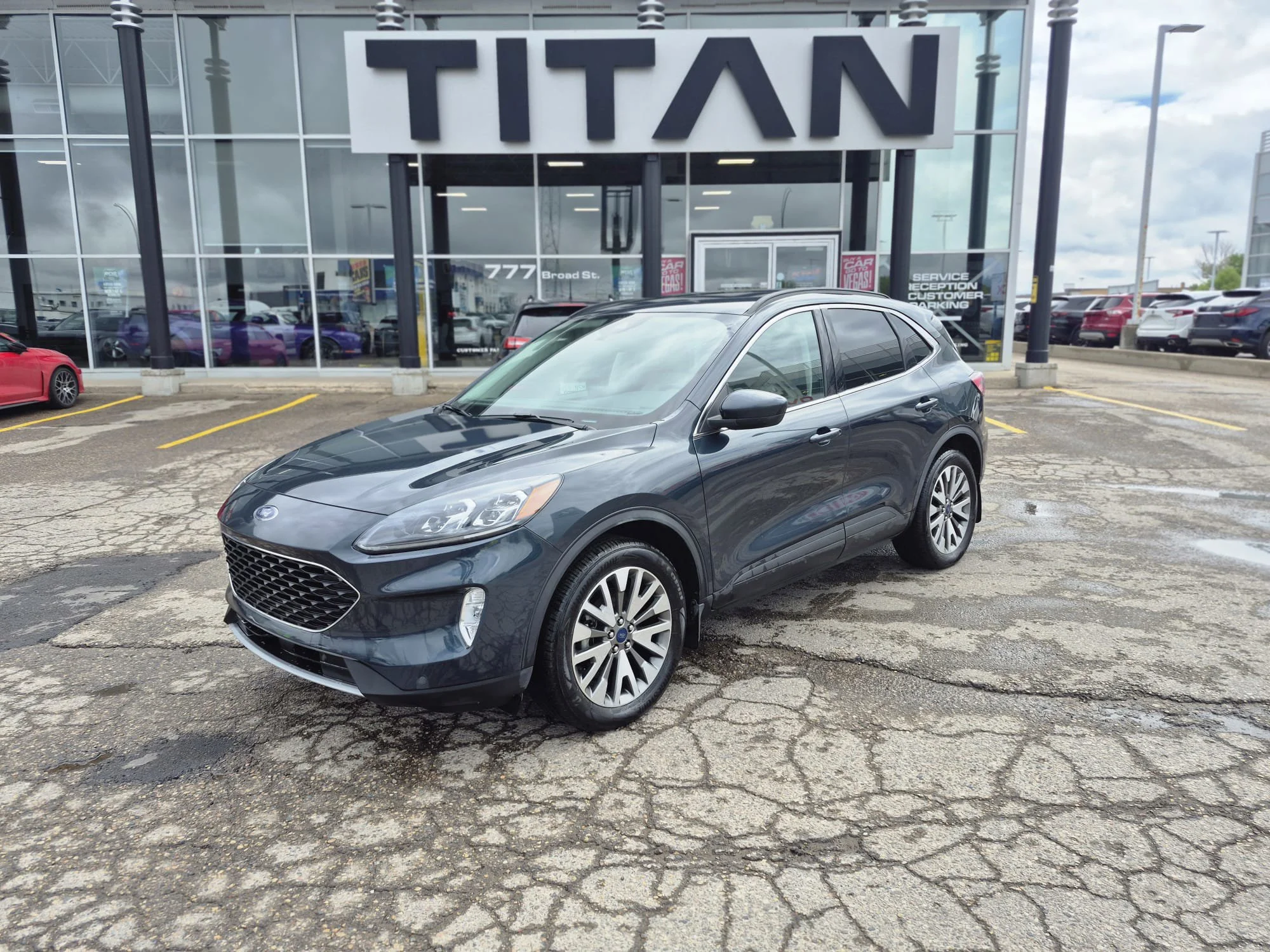 Certified Used 2022 Stone Blue Metallic Ford Titanium Hybrid AWD*Adaptive Cruise | Remote Start | Nav | Htd Leather | Htd Wheel | Lane Keeping image 2