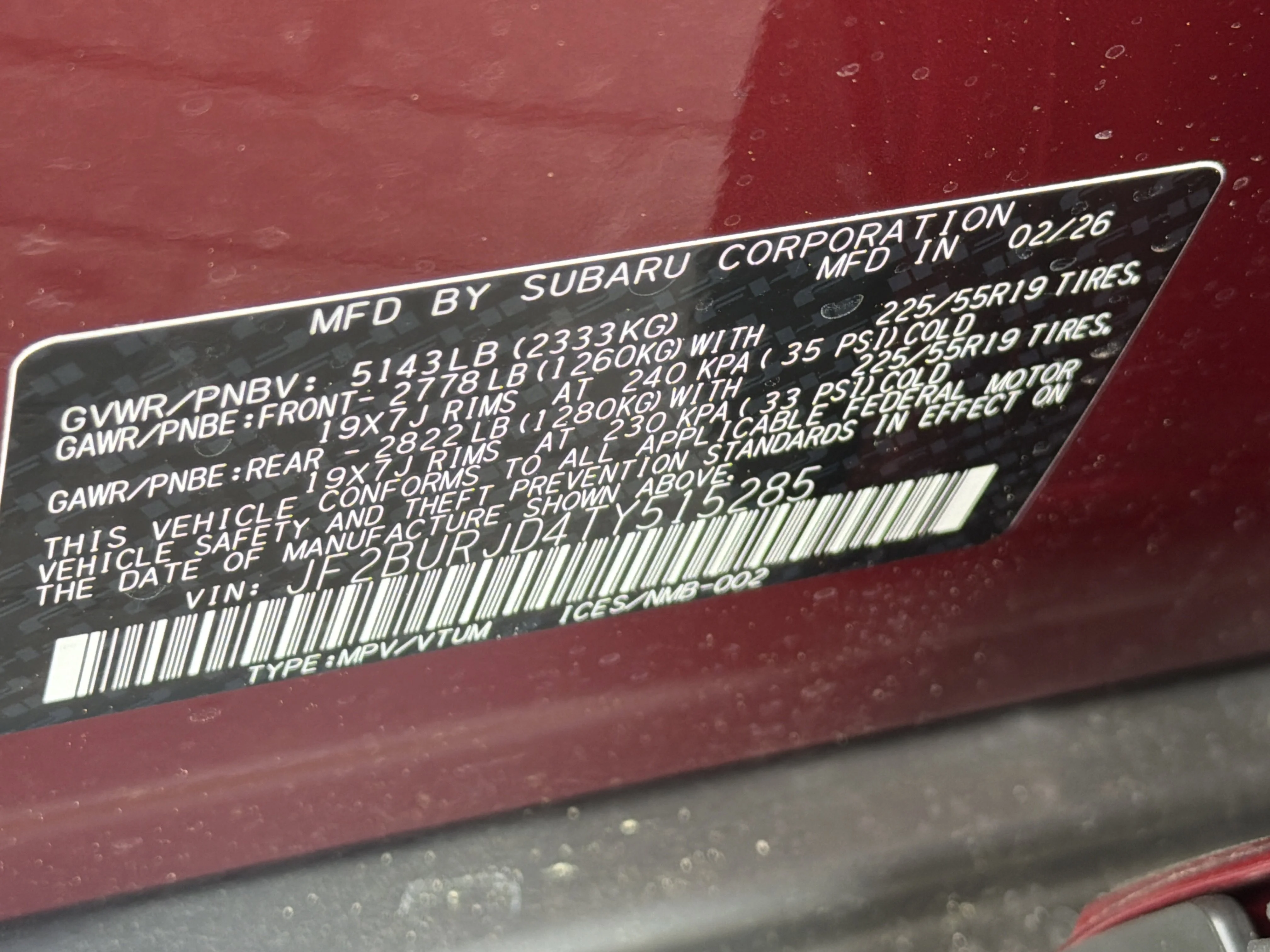 New 2026 CRIMSON RED PEARL Subaru Touring XT image 33