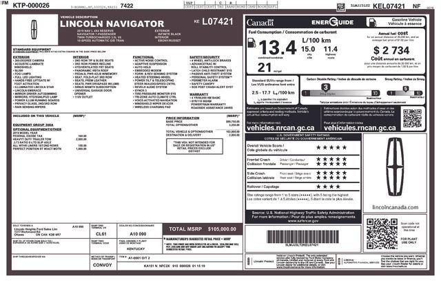 Certified Used 2019 Infinite Black Metallic Lincoln Reserve image 9