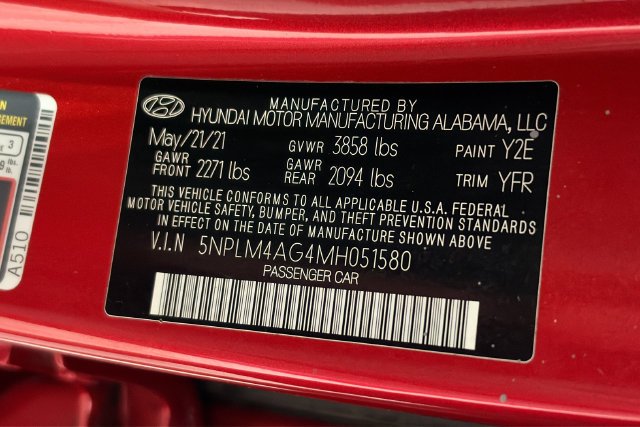 Used 2021 Calypso Red Hyundai SEL image 27