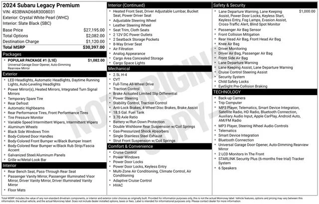 Used 2024 White Subaru Premium image 33