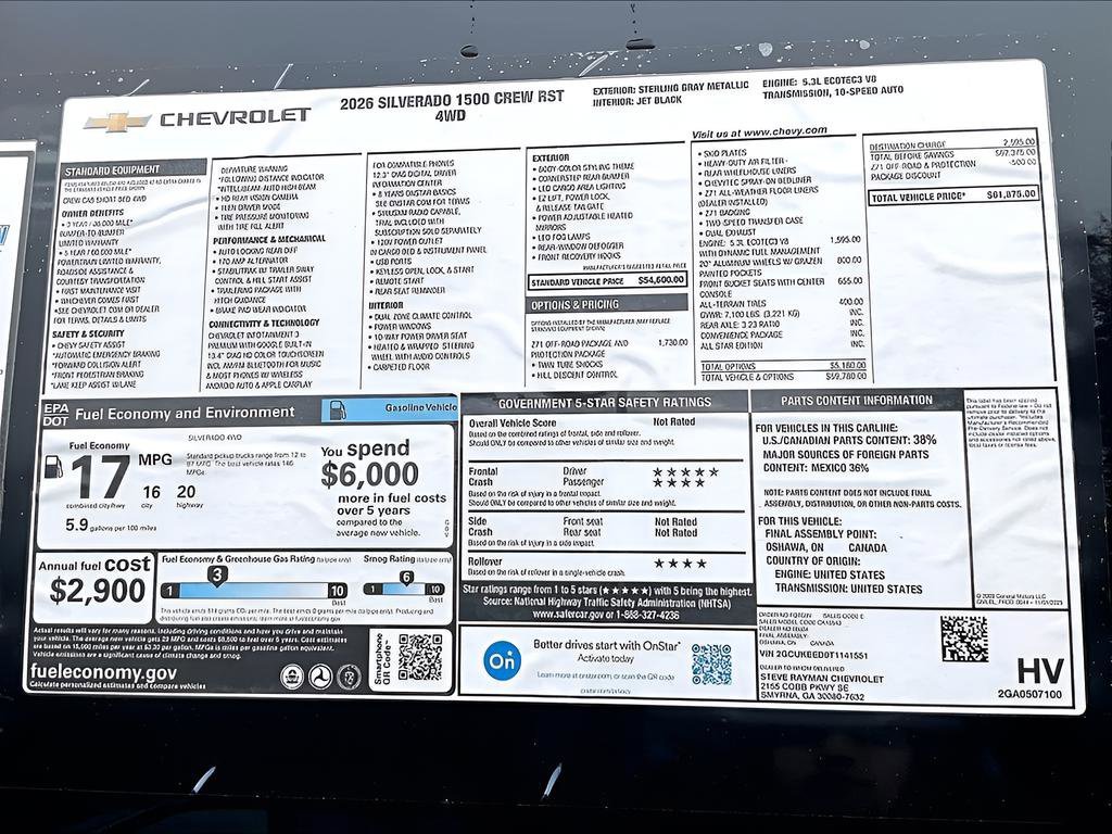 New 2026 Chevrolet Silverado 1500 RST 4D Crew Cab