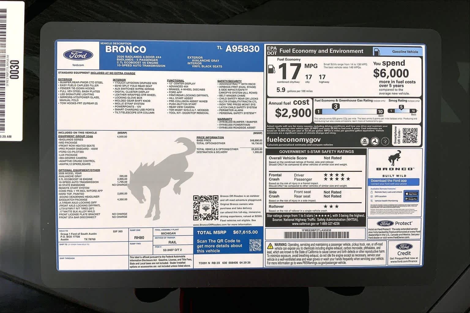 New 2026 Avalanche Gray Ford Badlands® image 21