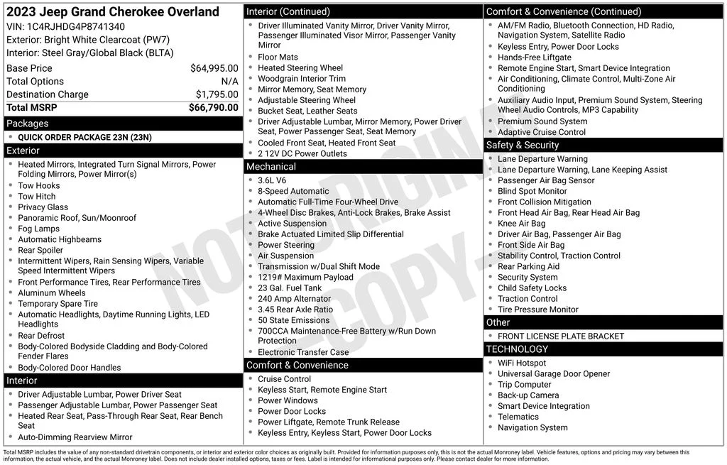 Used 2023 White Jeep Overland image 2
