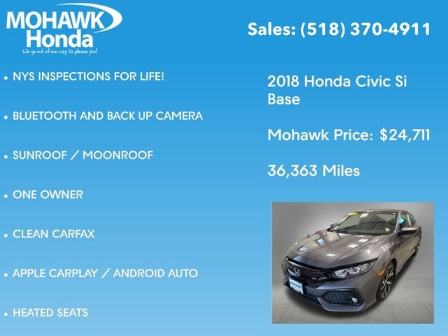 Used 2018 Modern Steel Metallic Honda Si image 7