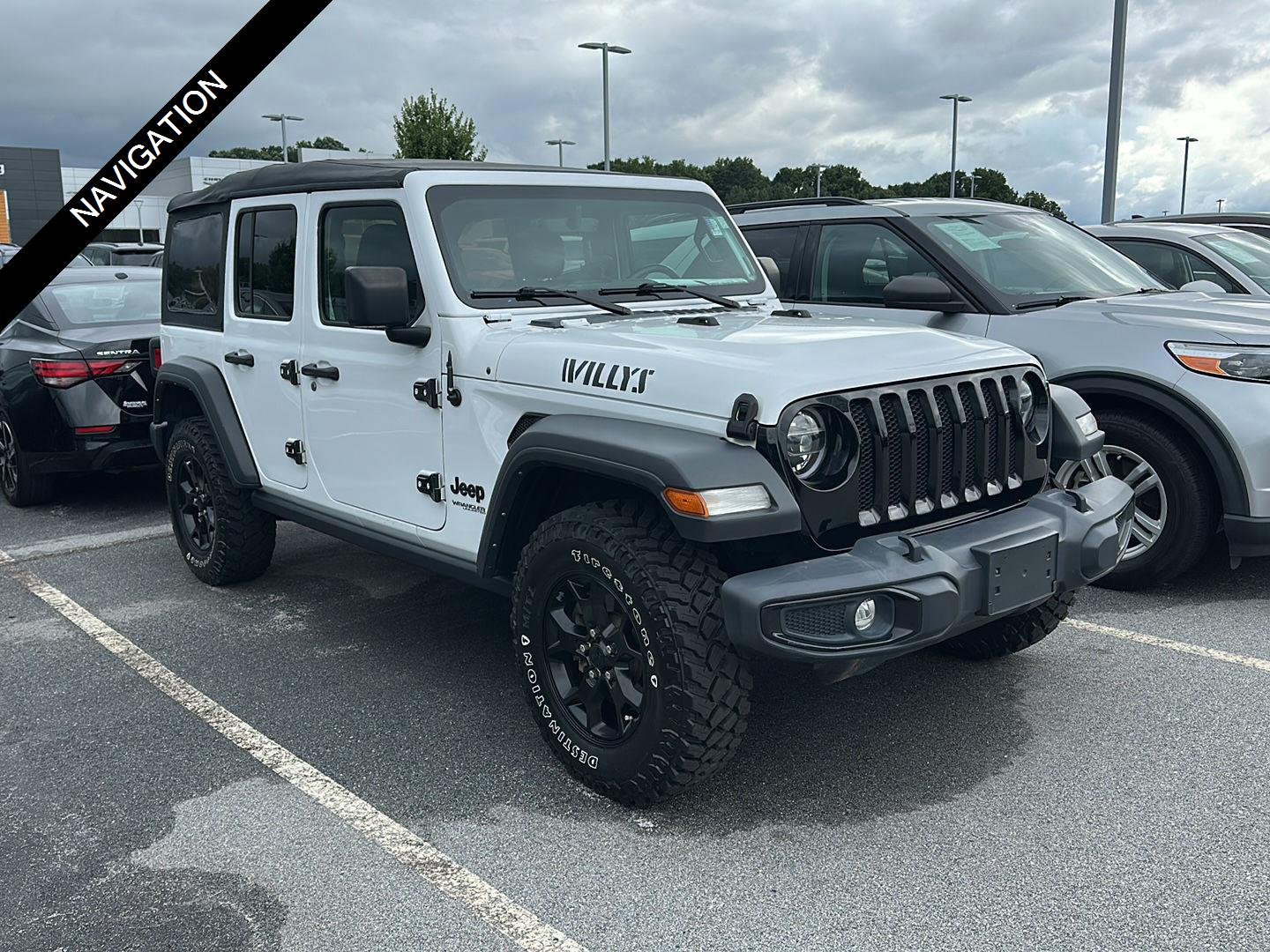 Used 2021 Bright White Clearcoat Jeep Unlimited Willys image 1