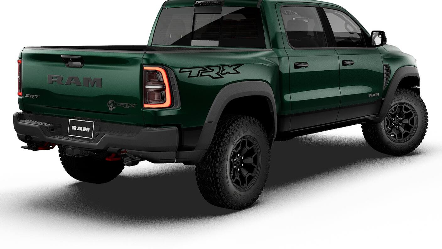 New 2027 Serrano-Green Metallic Paint RAM TRX image 2