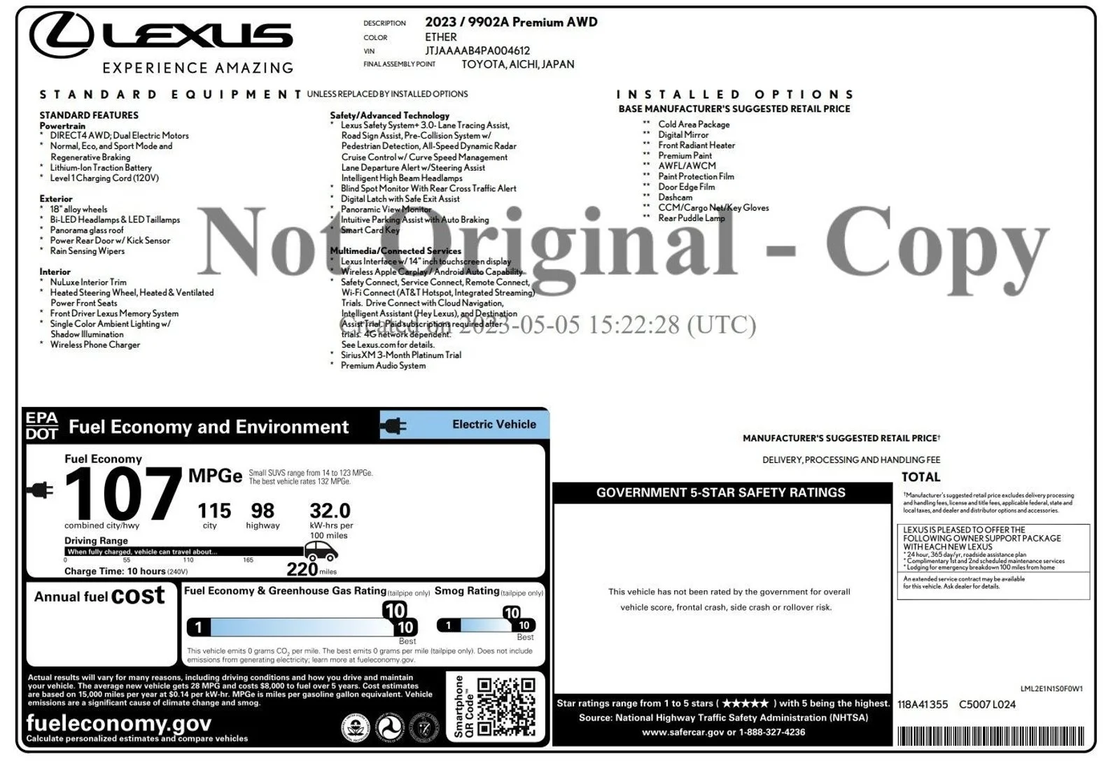Used 2023 Ether Lexus RZ 450e Premium image 2