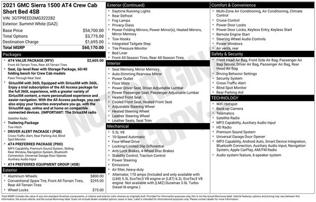 Used 2021 Summit White GMC AT4 image 37