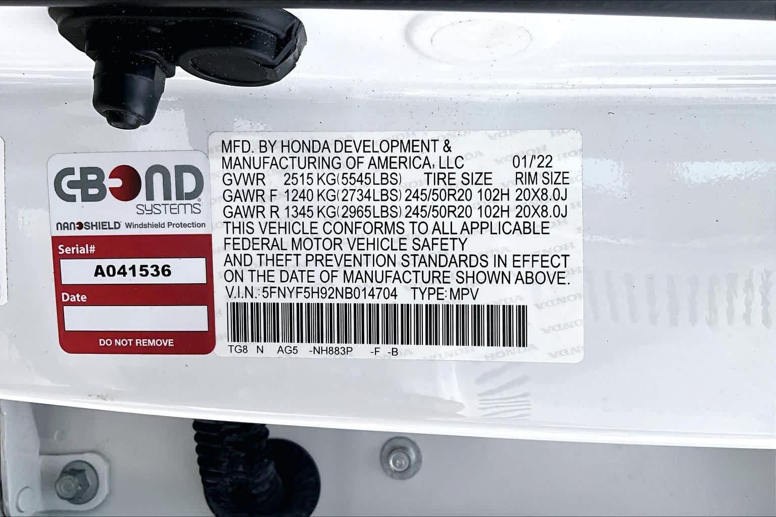 Used 2022 White Honda 2WD Touring 8 Passenger image 37