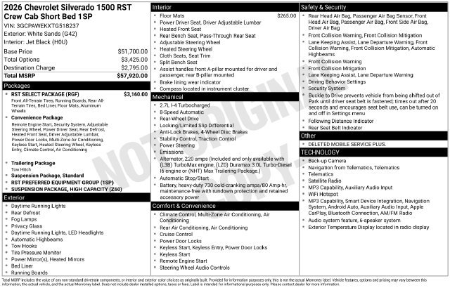 Used 2026 White Sands Chevrolet RST image 1