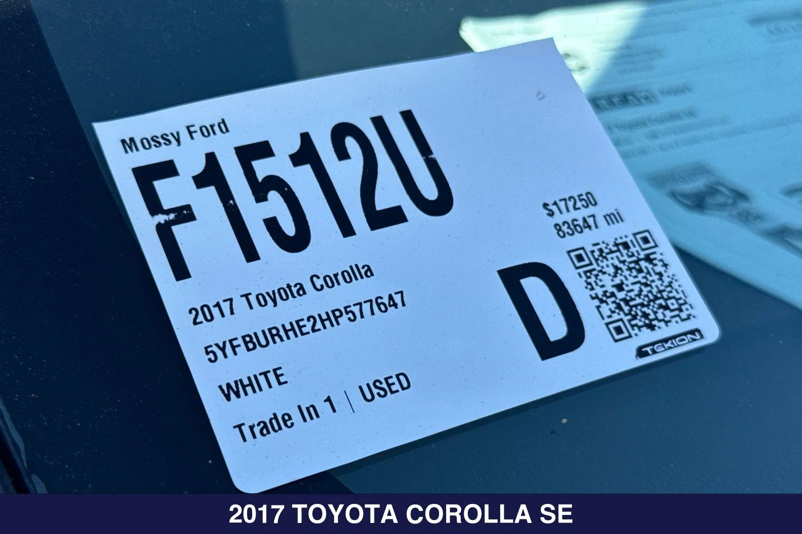 Used 2017 Super White Toyota SE image 2
