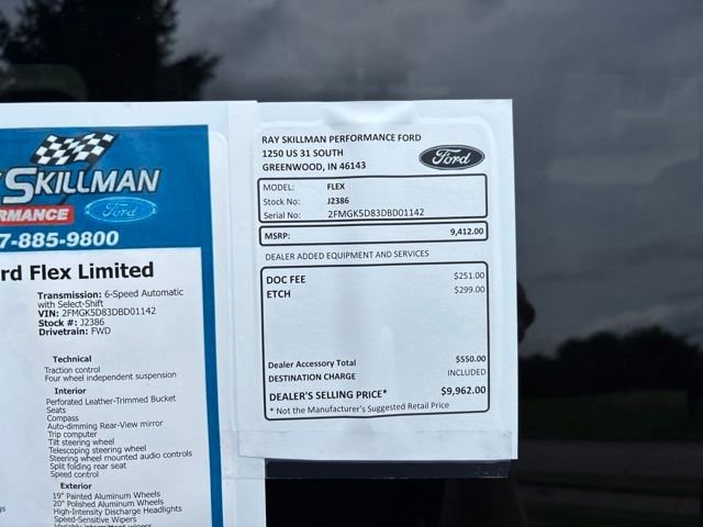 Used 2013 Ford Flex Limited with VIN 2FMGK5D83DBD01142 for sale in Greenwood, IN