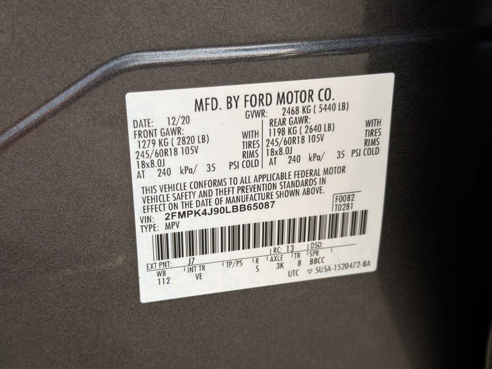 Used 2020 Magnetic Metallic Ford SEL image 38