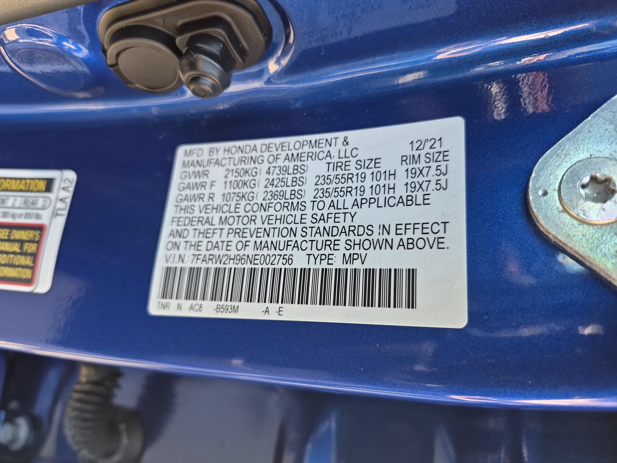 Certified Used 2022 Blue Honda Touring AWD image 37