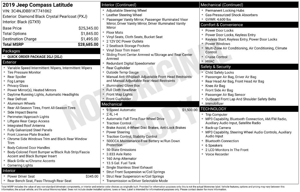 Certified Used 2019 Black Jeep Latitude image 1
