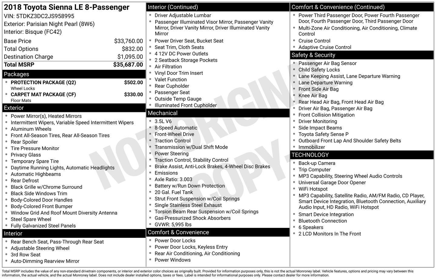 Used 2018 Toyota Sienna LE with VIN 5TDKZ3DC2JS958995 for sale in Union Gap, WA