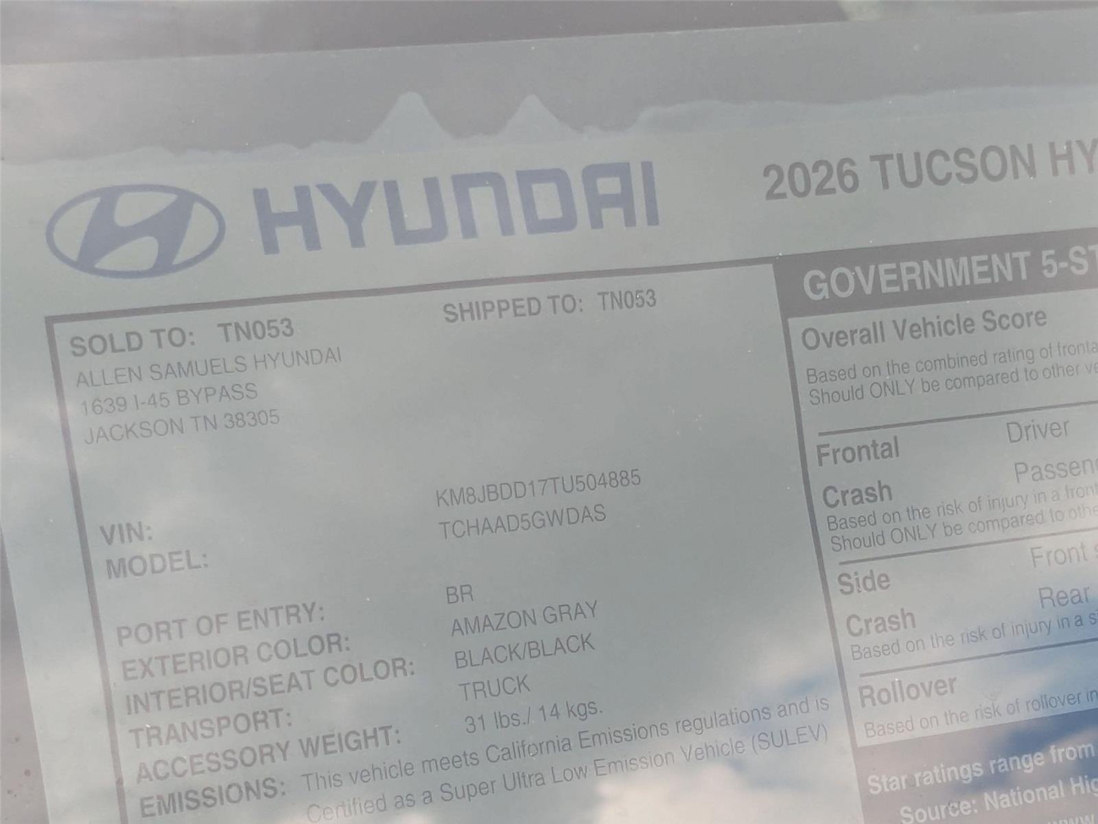 New 2026 Amazon Gray Hyundai SEL image 20