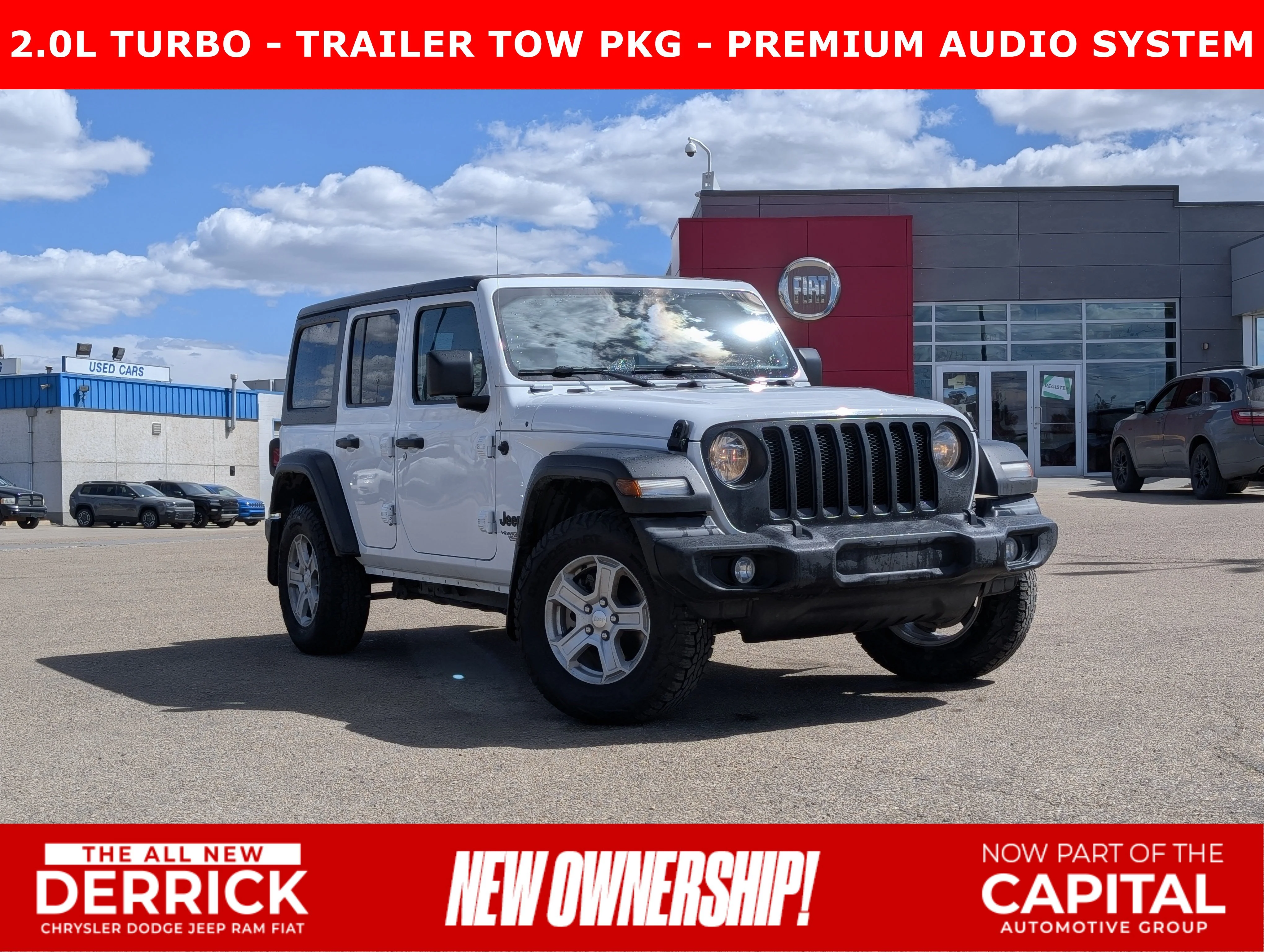 Used 2021 Bright White Jeep Unlimited Sport image 1