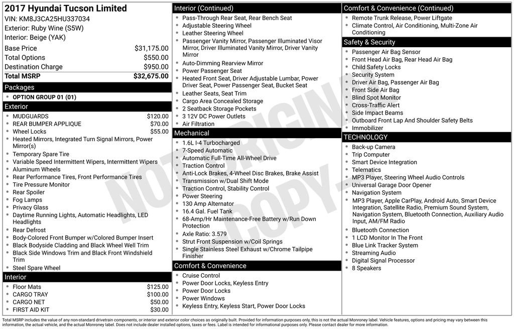 Certified Used 2017 Ruby Wine Hyundai Limited image 3
